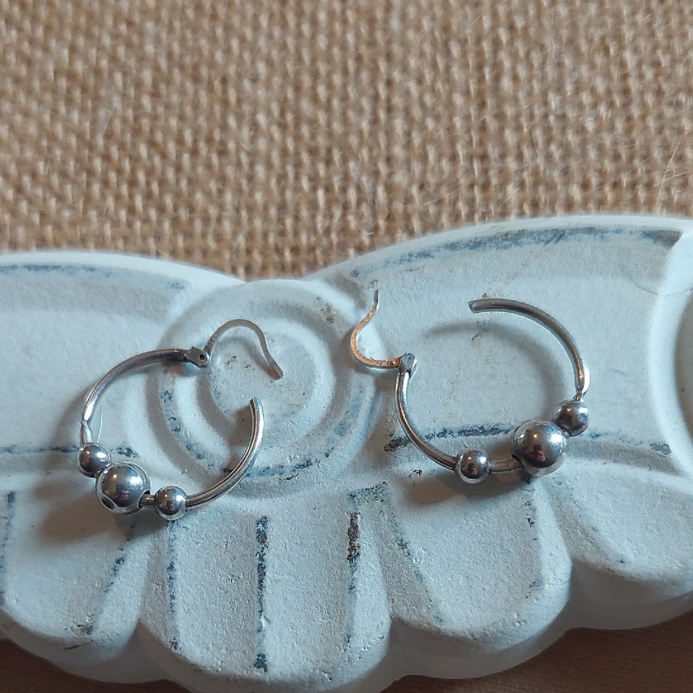 Sterling Hoop/Ball Earrings